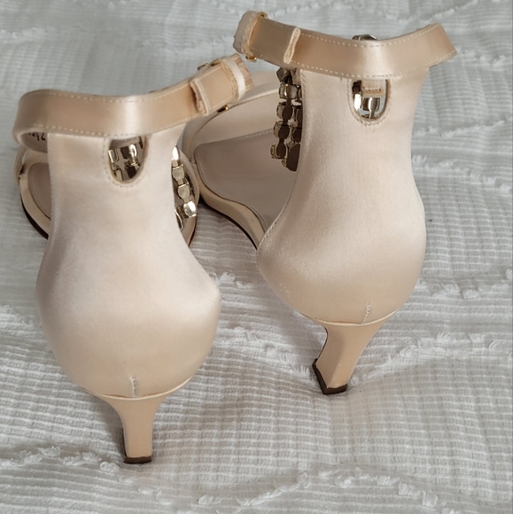 Stuart Weitzman square Nudist Sandals Blush Satin Crystal 45mm Sz 6 - Picture 3 of 6